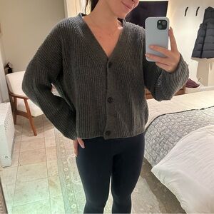 Boxy Cropped Oversized Dark Gray Abercrombie Cardigan